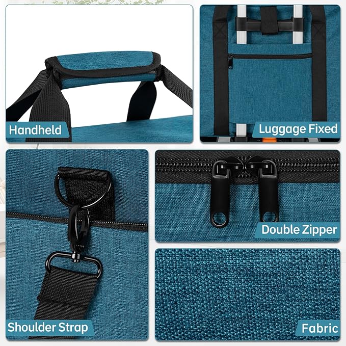 FREEAMG Extra Large Makeup Case with 4 Removable Pouches, Professional Make up Train Case,Travel Cosmetic Bag for Hairstylists Nail Tech Makeup Artist with Shoulder Strap and Handle （Blue）（Bag only）