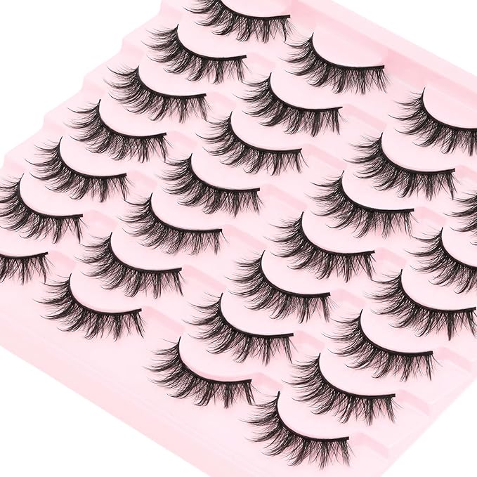 Losha Lashes Fluffy Manga Lashes 6D Spiky False Eyelashes 14 Pairs Natural Anime Eye Lashes Pack Soft Asian Fake Eyelashes (Pop)