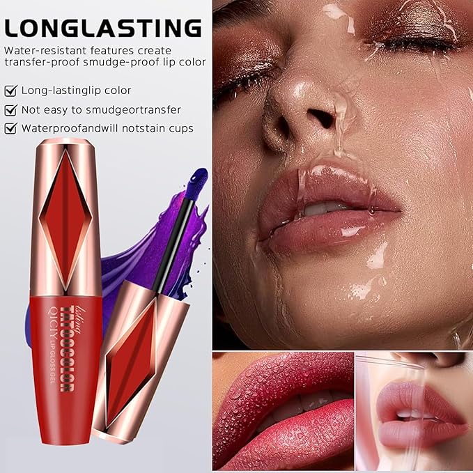 2Pcs Peel Off Lip Stain, Long Lasting Lip Stain Peel Off Masque, Waterproof and Transfer Proof Nude Lip Tint, Peelable Tattoo Lip Gloss Liner, Formula for Elegant Finish Makeup Lip-Tint Set (#2)