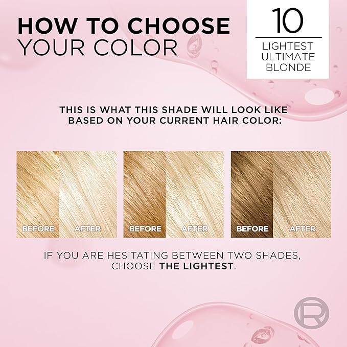 L'Oreal Paris Excellence Crème Permanent Hair Dye, Triple Care Hair Color with Hyaluronic Acid for 100% Gray Coverage, 10 Lightest Ultimate Blonde, 1 Kit (Packaging May Vary)