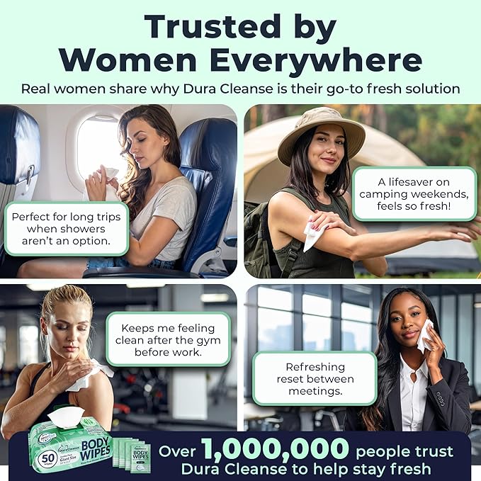 Body Wipes for Women, Extra Moist No Rinse Bathing Sheets 4pk, 200 XL Shower Cloths + 16 Deodorizing Bath Wipes -10 x 11.5" Travel Size Essentials,Toiletries for Womens Hygiene & Post Workout Cleanup