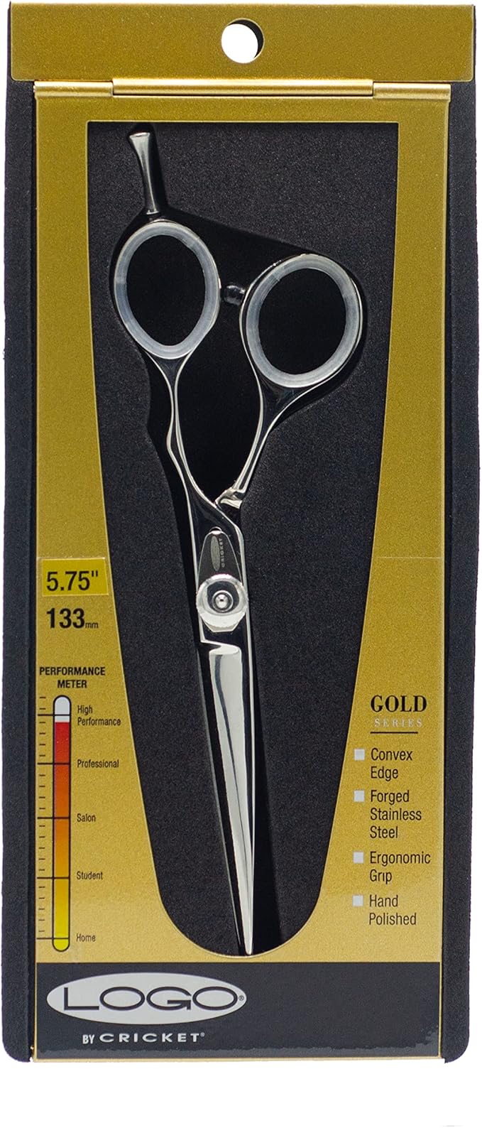 Cricket Logo Gold Series Pro Hair Cutting Scissors, 5.75" - Hair Scissors for Professionals & Barber, Convex Edge Blade, Forged Stainless Steel, Adjustable Tension, Ergonomic Grip
