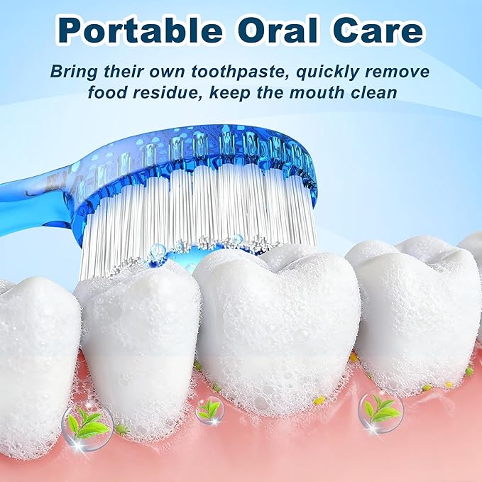 40 Pack 5-in-1 Disposable Toothbrushes with Toothpaste, Travel Toothbrush Set with Floss, Pick & Tongue Scraper, Individually Wrapped Mini Toothbrush for Adults, Work Camping - Mixed Flavor