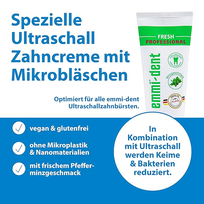 Emmi-dent Ultrasound Platinum Nature Fresh - Bundle. Touchless, Gentle Cleaning for Sensitive Teeth & Gums. Cleans with 100% Ultrasound Technology. No Abrasion, No Brushing, No Damage. Rechargeable.