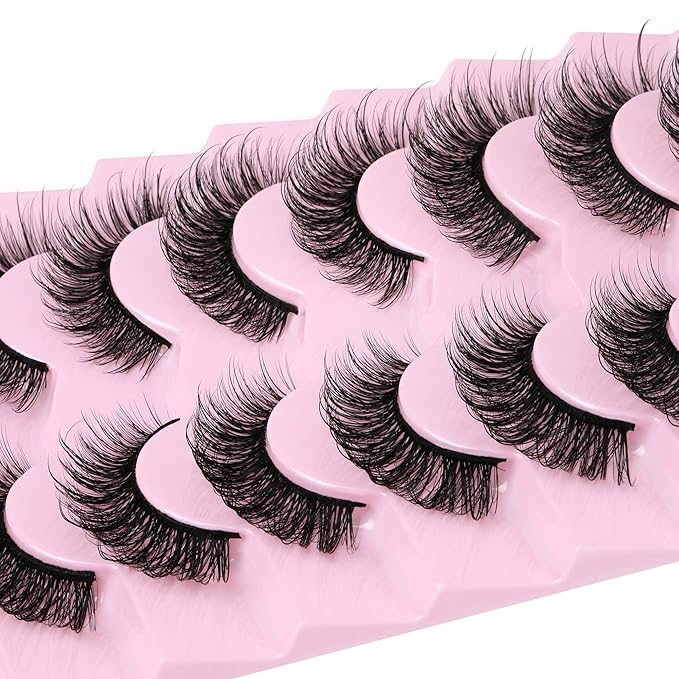 JIMIRE Faux Mink Lashes Wispy Fairy Strip Lashes Full Fluffy False Eyelashes Cat Eye Pestañas 5D Multilayer Spiky Butterfly 15MM Volume Fake Lashes 8 Pairs Pack