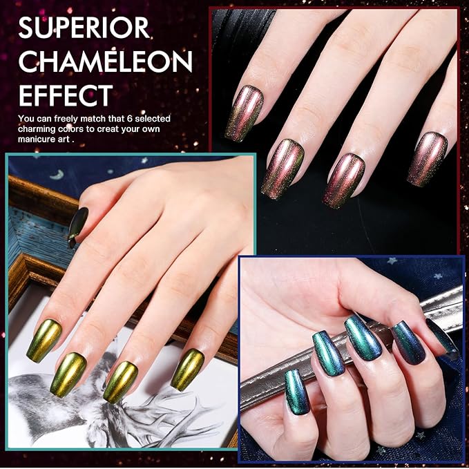Morovan Fingernail Nail Polish Set: Holographic Metallic Lacquer Air Dry Nail Polish Regular Nail Pack 0.27oz Glitter Finger Nail Bulk Toenail Polish Kit Halloween Fall Gift for Women