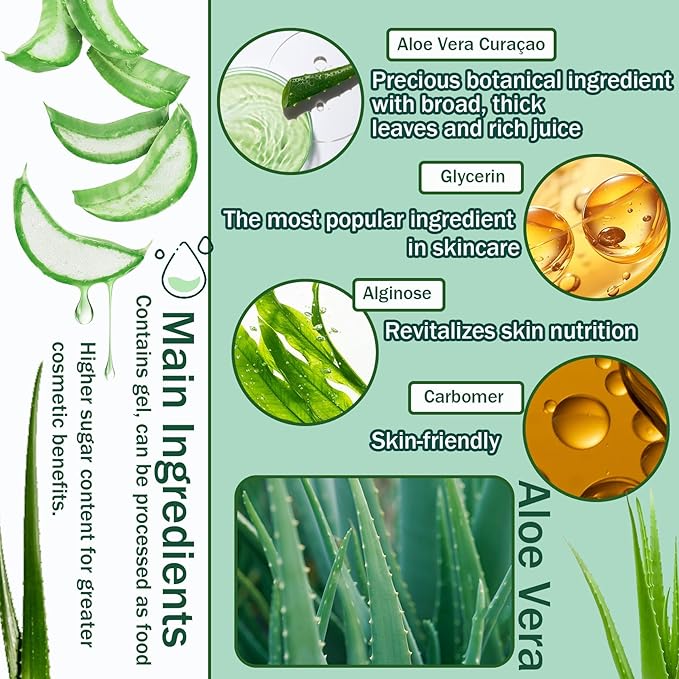 JunKuJK 99% Purity Aloe Vera Gel - Hydrating Aloe Vera Gel for Face and Skin,No Sticky Moisturizing Aloe Gel(5 pcs) B