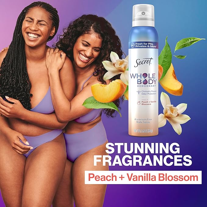 Aluminum Free Whole Body Deodorant Spray Peach & Vanilla