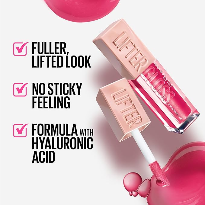 Maybelline New York Lifter Gloss Hydrating Lip Gloss with Hyaluronic Acid, Sweetheart, Sheer Red, 1 Count