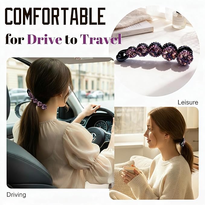 4 Pack Sparkly Rhinestone Banana Hair Clips for Fine/Medium Hair, 3.9 Inch Crystal Ponytail Holder, Bling Hair Combs for Half-Up Styling, Elegant Gemstone Accessories (Multicolor)