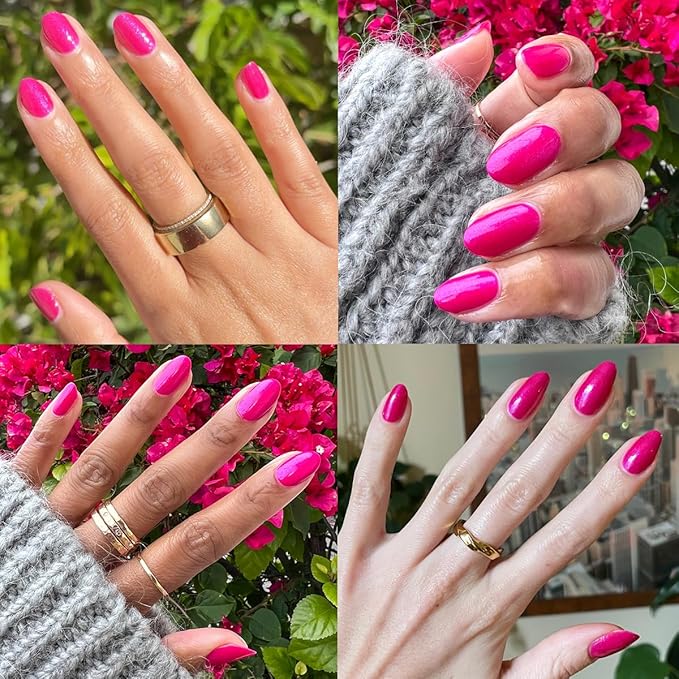 Olive & June Long Lasting Nail Polish | Valentine's Day | Gel-Like Finish No Lamp Needed Lasts up to 10 days | Salon-Quality 15-Free, Vegan Cruelty-Free Chip-Resistant | Lily Blooms Shimmering Magenta