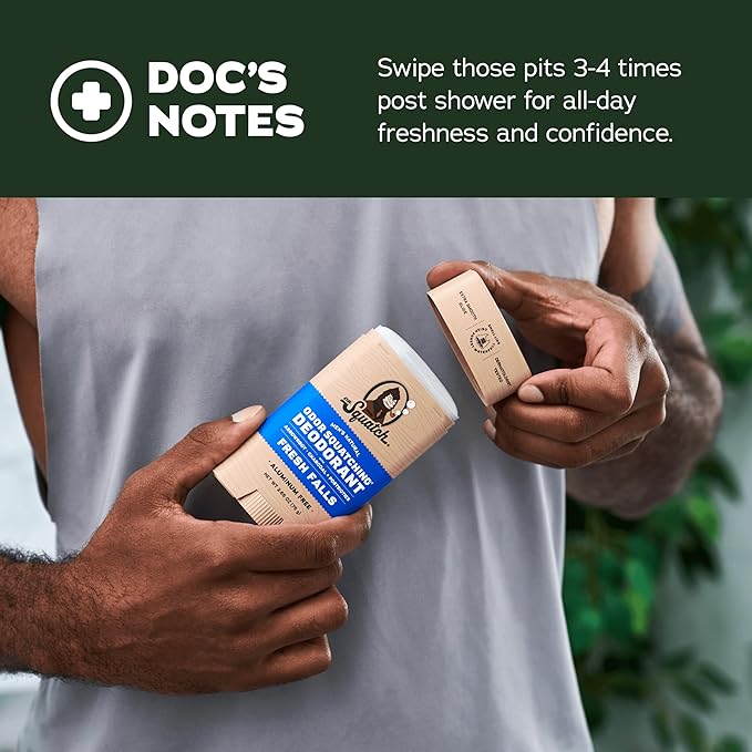 Dr. Squatch Natural Men’s Deodorant – Aluminum Free Natural Deodorant Men with Charcoal & Postbiotics for 72-Hour Odor Protection – Alpine Sage + Fresh Falls, 2.65oz Stick (2-Pack)