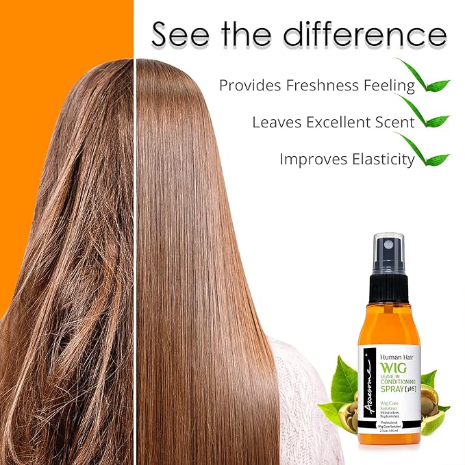 Awesome Human Hair Wig Leave in Conditioner Spray, pH5, Promotes Silkiness and Shine, Portable & Travel size 2.3 fl oz