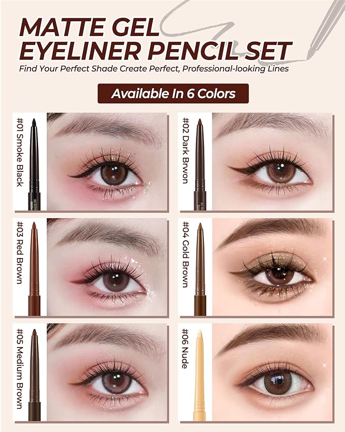 Black Eyeliner Pencil Retractable Gel Eye Liner Pencil Built in Sharpener Waterproof Smudge proof Waterline Eye Liner Pencils Smooth Creamy Texture With 1 Eyeliner Stencil Makeup Tool