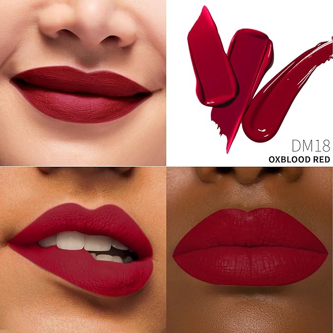 Depuplum Dark Red Lipstick Matte for Women Superstay Long Lasting Lipstick Smudgeproof Dark Liquid Lipsticks Cruelty Free Lip Makeup (DM18 Oxblood Red)
