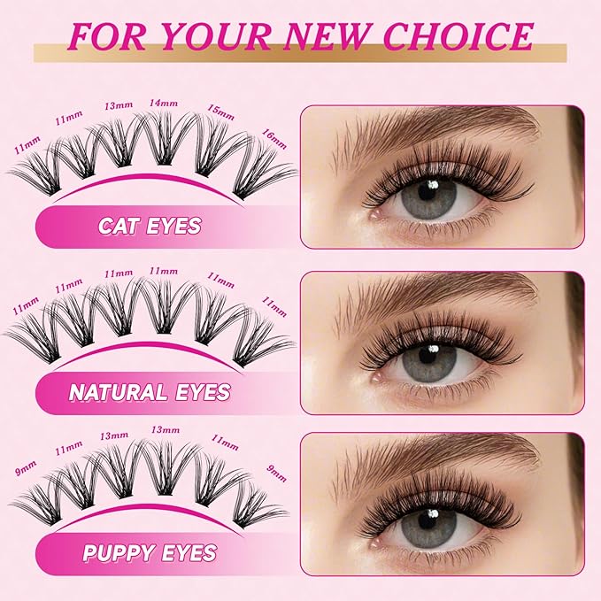 DIY Lash Extension Kit 280Pcs Individual Eyelash Extension Kit 40D50D 0.07D Curl 9-16MIX Lash Clusters Kit with Lash Glue Remover Applicator Easy to Use for Beginners