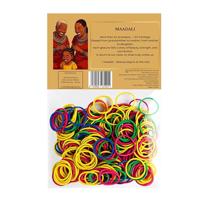 300 Colorful Hair Ties - Small Strong Elastic Bands for Thick, Curly & Afro Hair, Kids & Women - Rainbow Rubber Bands for Braids, Twists & Protective Styles - No Breakage Elastics - MAADALI