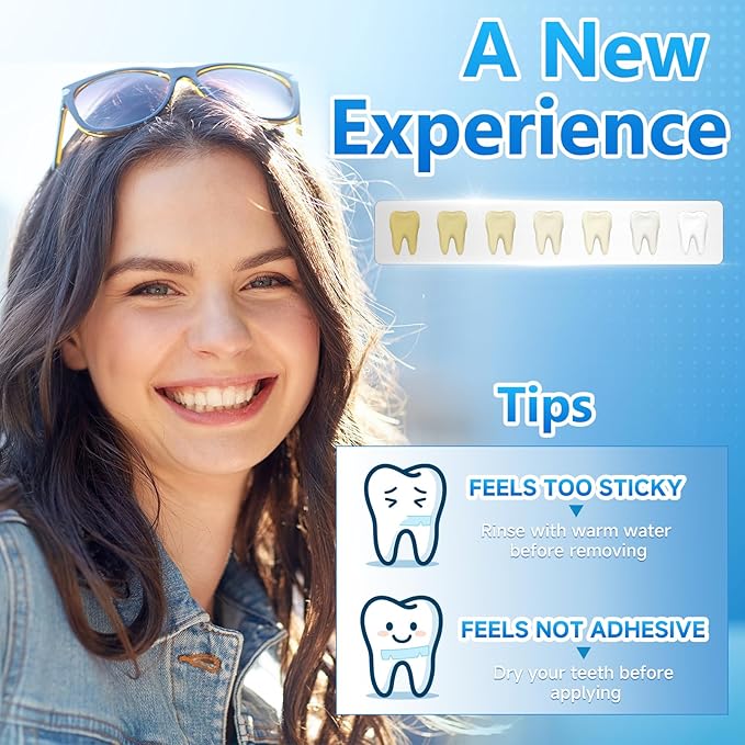 Teeth Whitening Strips for Sensitive, 28 Strips Whitener Safe Whitestrip, Deep Stains Removal Tooth Whitening, Enamel Safe Non-Slip Dry Strip Technology for Whiter Teeth, Mint