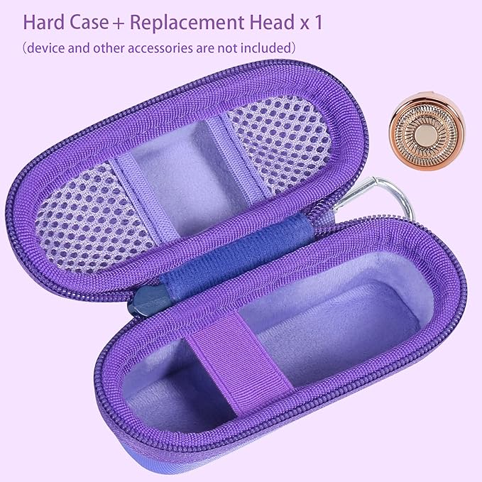 co2CREA Hard Case and Replacement Head Compatible with Finishing Touch Flawless Facial Hair Remover Electric Face Razor for Women (Lavender Case + Replacement Head)