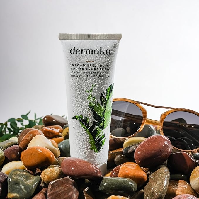 Dermaka Lightly Tinted Mineral Sunscreen SPF 42 – Anti-Aging Face Moisturizer with Zinc Oxide & Aloe Vera – Water Resistant, Non-Greasy & Reef Safe for Sensitive Skin – 3.4 oz