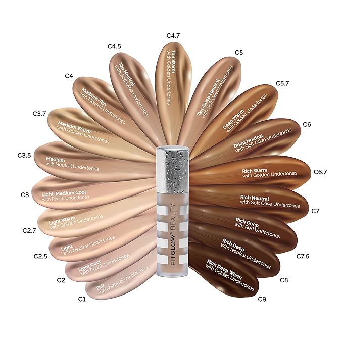 Fitglow Beauty Conceal+ | Vegan Full Coverage Concealer Skincare with Vitamin K + Green Tea | Corrects Dark Circles, Blemishes & Redness | Non-Creasing, Natural Finish | C5.7-6g