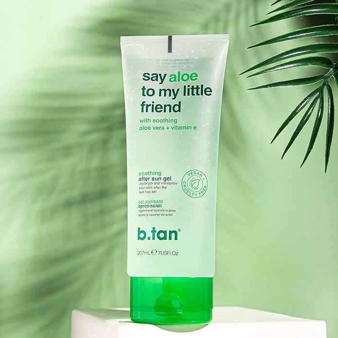 B.TAN Aloe Vera Gel for Face & Body | Ultra Hydrating, Soothing After Sun Lotion Aloe Gel with Vitamin E, Sunburn Relief, 7 Fl oz, 2-Pack