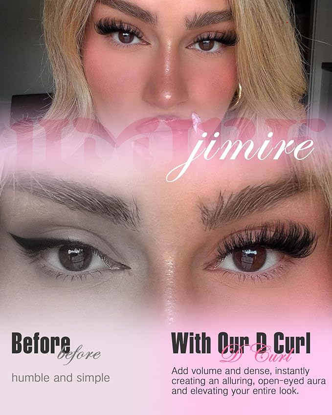 JIMIRE Mink Lashes Wispy Cat Eye Lashes Full 6D Volume False Eyelashes that Look Like Extensions 16MM Thick Soft D-Curly Fake Lashes 7 Pairs Pack