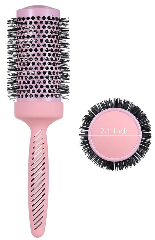 PERFEHAIR Large Ceramic Round Brush for Blow Drying, 2.9 Inch Professional Ion Thermal Barrel Hairbrush for Women Styling, Blowout,Curling, Smoothing, Medium to Long Wavy or Curly Hair -Pink