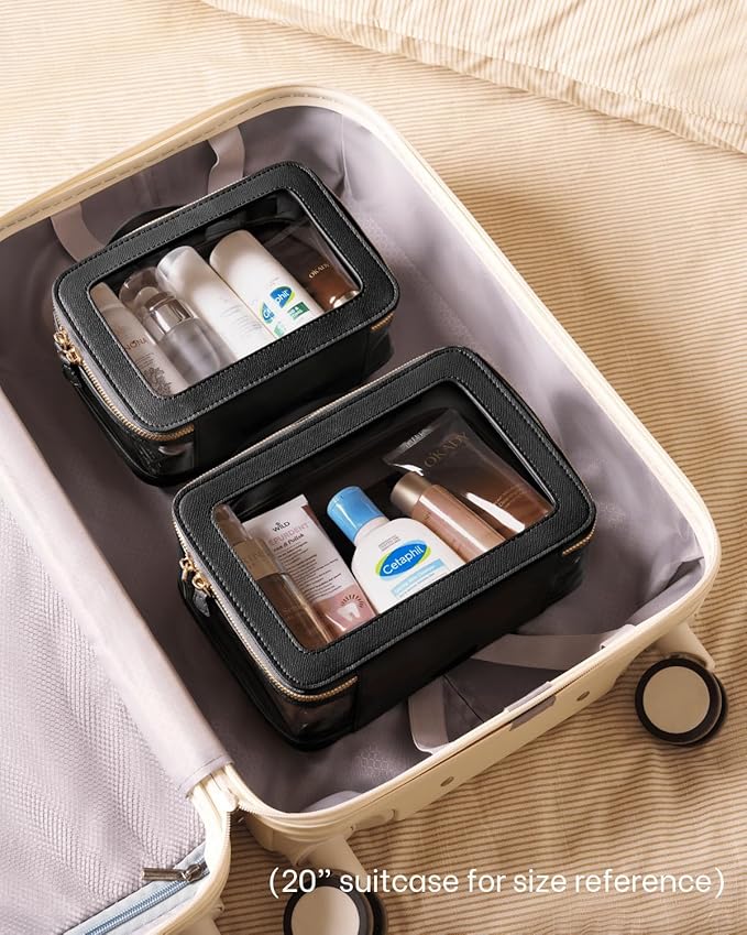 Oaque Clear Cosmetic Bag Set for Women Makeup Bag with Handle, 3 Pcs Travel Toiletry Bag Transparent Cosmetic Case Portable Make Up Organizer Bag for Essentials