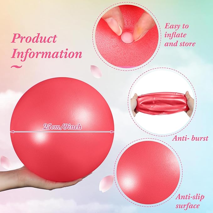 Aoriher 10 Pcs Small Exercise Pilates Ball 9 Inch Mini Yoga Balls Anti Burst and Slip for Stability, Fitness, Physical Therapy, Stretching & Core Strength Workout at Home Gym Office