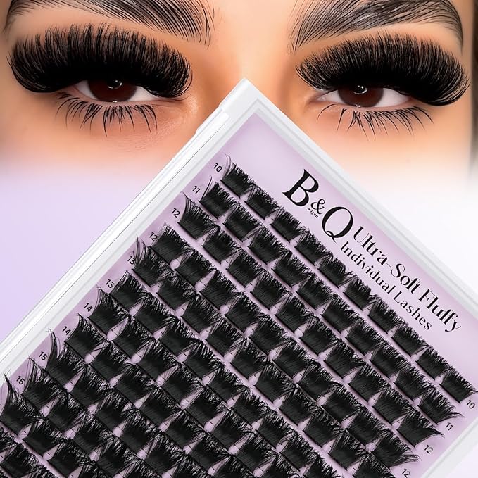 B&Qaugen Lash Clusters 300D Individual Lashes Eyelash Clusters Supersoft D Curl False Eyelashes 10-18 Mixed Eyelash Extension Wispy Volume Cluster Lashes DIY at Home(300D-10-18mm)