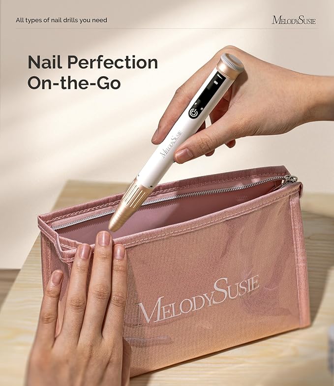 MelodySusie Pen-Shaped Stepless Speed Adjustment Cordless Nail Drill, SM220G 30000RPM Portable Rechargeable E-File with Rotary Lock for All Manicure Shaping & Acrylic Gel Removal for Pros at Home