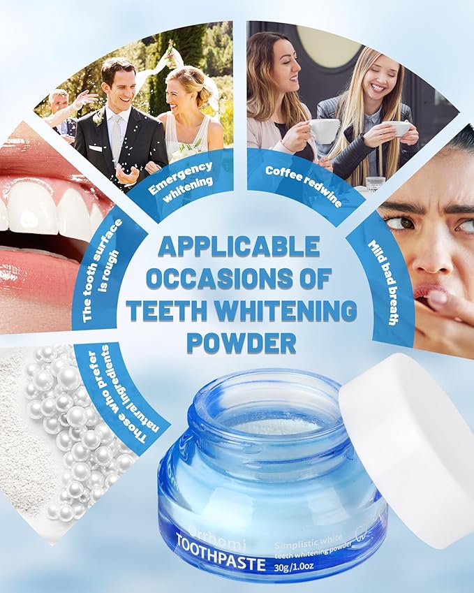 Teeth Whitening Powder, Toothpaste Whitening Powder Stain Removal Without Sensitivity, Natural Teeth Whitener Refreshing Mint Flavor Breath Freshener, 1 Ounce (Pack of 1)