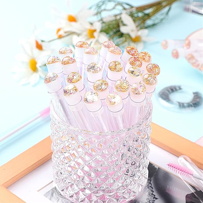 Dming 20pcs Eyelash brush Lash Wand Makeup tool Eyelash Extension supplies Cleaning brush Diamond Mascara foil pink