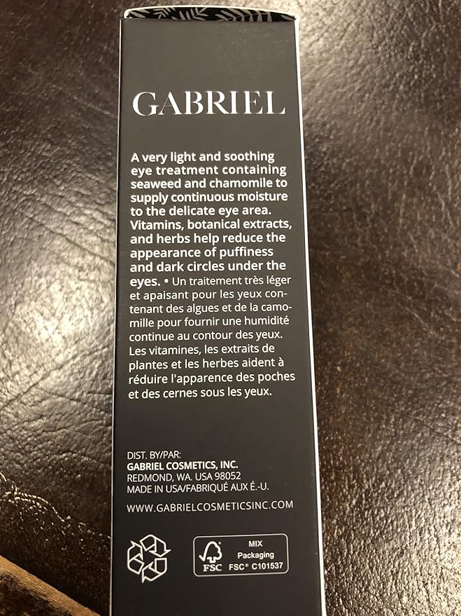 Gabriel Renewing Eye Cream | Natural, Paraben Free, Vegan, Cruelty-free, Non GMO| .5 oz.