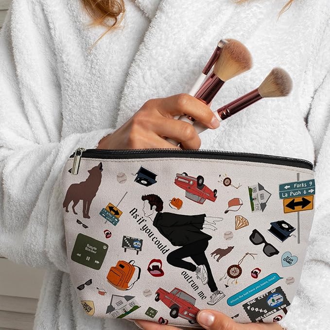 CLHHM Movie Vampire Makeup Bag Tv Show inspired Gift Twi light Merch Gifts for Women Movie Lovers Fans Sister Daughter Teachers Cosmetic Bag