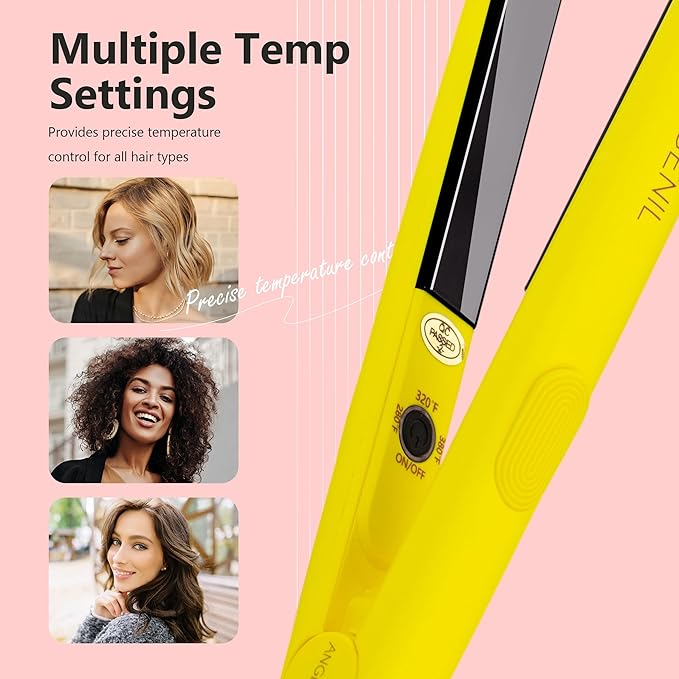 ANGENIL Pro Ceramic Tourmaline Ultra Mini Flat Iron for Short Hair, Portable Small Flat Iron with Anti-Scald Silicone, 0.7 inch Travel Size Mini Hair Iron, 20S Fast Heating, 3 Temp (280℉- 320℉ -380℉)