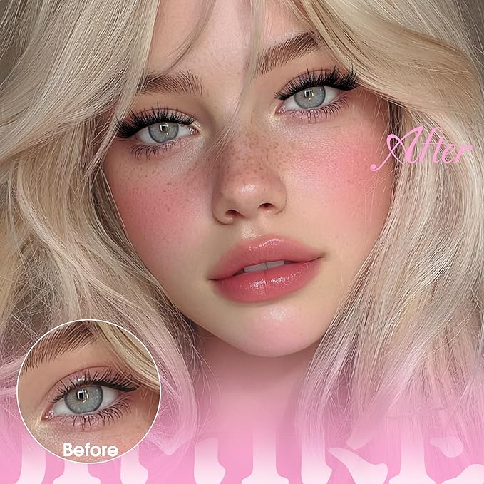 JIMIRE False Eyelashes Natural Look Wispy Lash Clusters Manga Cat Eye Lashes 15MM Mink Lashes Fluffy Russian D Curly Strip Lashes Look Like Lash Extensions Pestañas 7 Pairs Pack