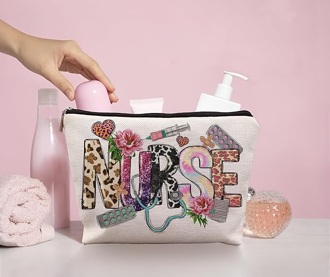 uinwk Western Nurse Makeup Bag, Nurse Gifts for Women, Nurse Appreciation Gifts, Registered Nurse RN Gifts, Nurse Practitioner Gifts for Women Cosmetic Bag, Nurse Graduation Gifts, Nurse Makeup Pouch