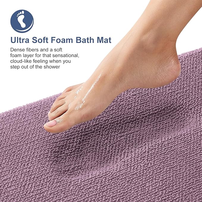 OLANLY Thick Memory Foam Bath Mat Rug 47x17, Extra Soft Absorbent Bathroom Rug, Quick Dry Bath Mats, Non-Slip, Machine Washable Carpet for Bathroom, Tub and Shower, Home Decor Accessories, Deep Plum