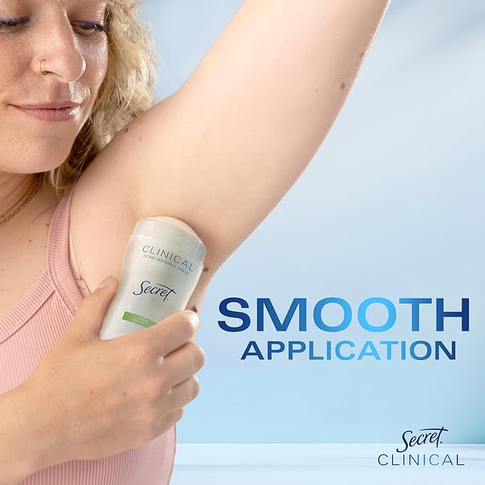 Secret Clinical Strength Antiperspirant Deodorant for Women, 3X Stress Protection, 72hr Sweat & Odor Protection, PH Balancing Minerals, Invisible Solid, Cool Waterlily Scent, 2.6 oz