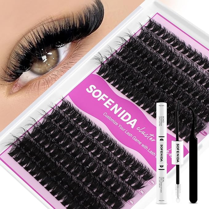 Lash Extension Kit Thick Lash Cluster Kit 10-18mm Volume Eyelash Clusters D Curvature Cluster Eyelash Extensions Kit 3D Wispy Lash Clusters DIY Lash Extension Kit(60D 80D-10-18MIX Thick Kit)