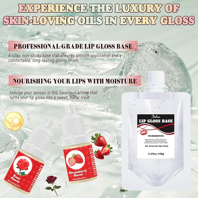 Thaluna Lip Gloss Making Kit, Lip Gloss Set for Teens Kids Lip Kit Fun DIY Lipgloss Making Kit, Make Your Own Lip Gloss Kit, Moisturizing Glitter Keychain Kids Gifts Tweens Girls Trendy Stuff 10-12
