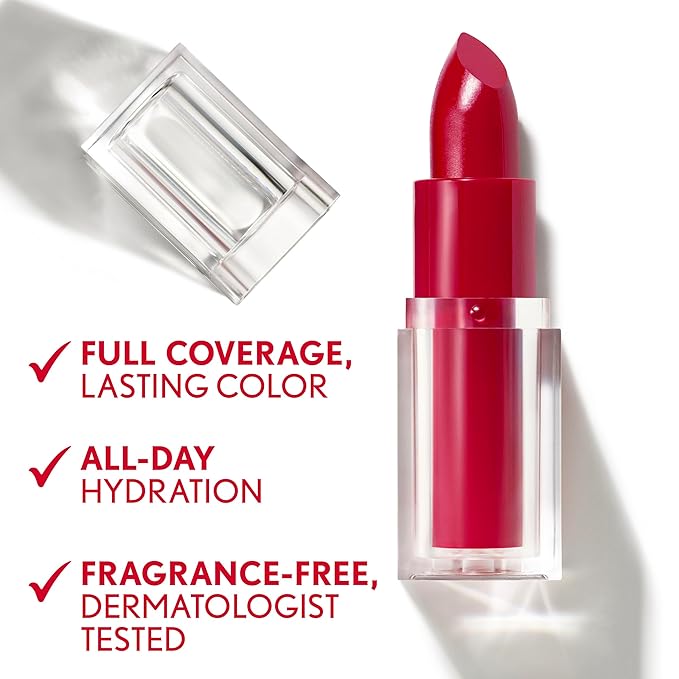 COVERGIRL Clean Lip Color, Free Spirit, Satin Finish, Squalane, Avocado & Aloe, Carmine-Free, Non-Drying, 0.12oz