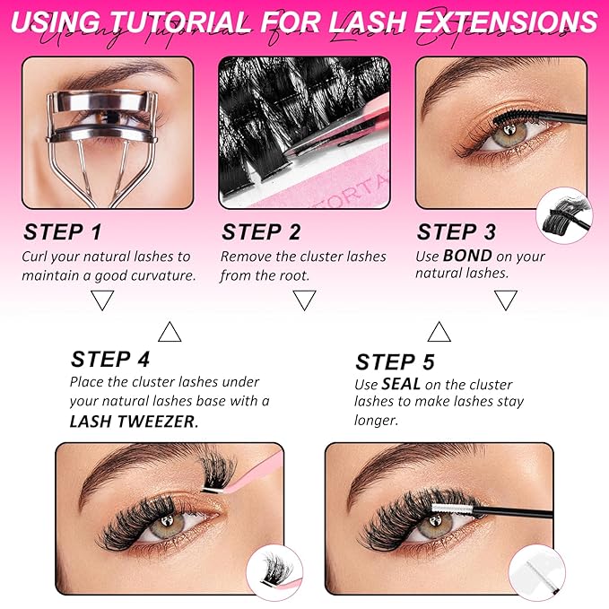 MilyBest Lash Clusters Kit 100D 150D Fluff Cluster Eyelash Extensions 10-18mm Individual Lashes Clusters D Curl Lash Extension Kit, Waterproof Thick Volume Eyelash Clusters with Bond & Seal, Tweezers