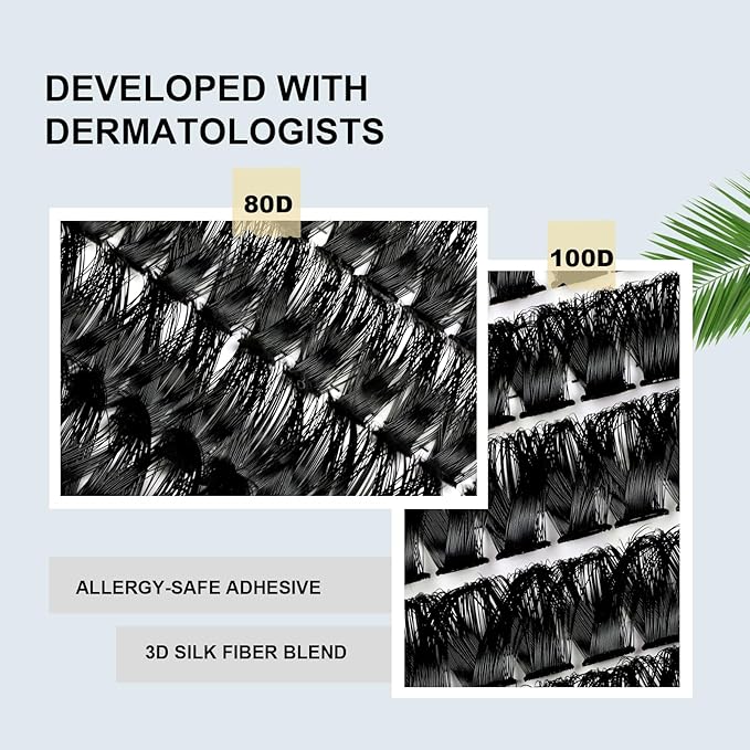 Lash Clusters Wispy Eyelash Clusters 280pcs 10-18mm Volume Cluster Eyelash Extensions 80D 100D Individual Lashes for Self Application （Sylph 80D&100D, 0.07D）