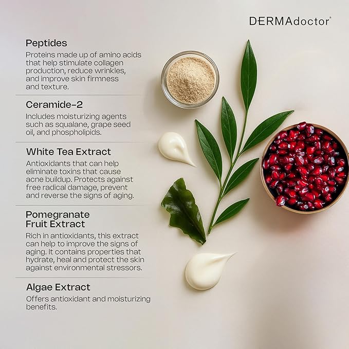 DERMAdoctor Face Cream Anti Aging for Fine Lines, Hydrating Squalane Moisturizer, Rejuvenating Ceramide Serum, Dermatologist Formulated Wrinkle Cream for Women, Peptide Moisturizer for Face – 1.7 oz