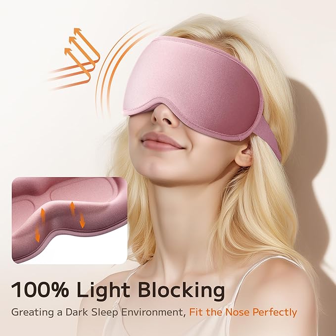 Weighted Eye Mask for Sleeping 2 Pack: Gentle Pressure Blackout Sleep Mask - Zero Eye Pressure Lash Extension Eye Covers Women Men - Airplane Travel Essentials, Memory Foam, Black Pink