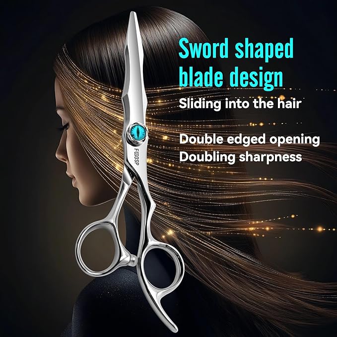 Professional Hair Scissors 6” Barber Shears Japan VG10 Fine Cutting Blades Hair Cutting Scissor Professional Barber Shear for Men and Women Straight Haircut Scissors