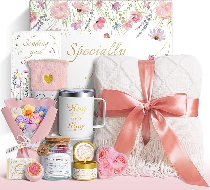 Valentines Day Gifts for Her Women Girlfriend Wife Daughter, 11 Pcs Birthday Gifts for Women Mom Her Best Friend Sister Grandma, Self Care Gift Get well Relaxing Spa Thank you Sympathy Gift Basket Set